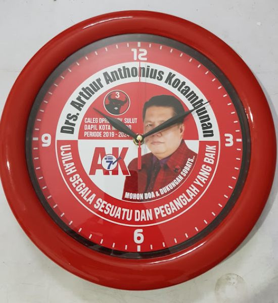 Jam dinding Partai PDIP Merah