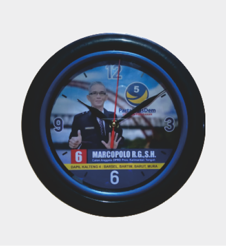 Jam Hitam List Biru 25 cm 